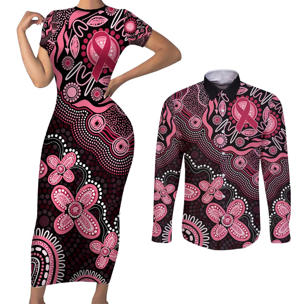 Honoring 50 Years of NAIDOC 2025 Personalised Couples Matching Short Sleeve Bodycon Dress and Long Sleeve Button Shirt Pink Power