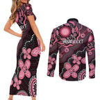 Honoring 50 Years of NAIDOC 2025 Personalised Couples Matching Short Sleeve Bodycon Dress and Long Sleeve Button Shirt Pink Power