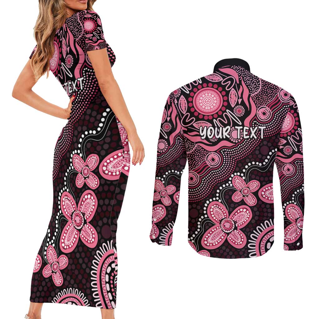Honoring 50 Years of NAIDOC 2025 Personalised Couples Matching Short Sleeve Bodycon Dress and Long Sleeve Button Shirt Pink Power