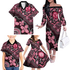 Honoring 50 Years of NAIDOC 2025 Personalised Family Matching Off The Shoulder Long Sleeve Dress and Hawaiian Shirt Pink Power