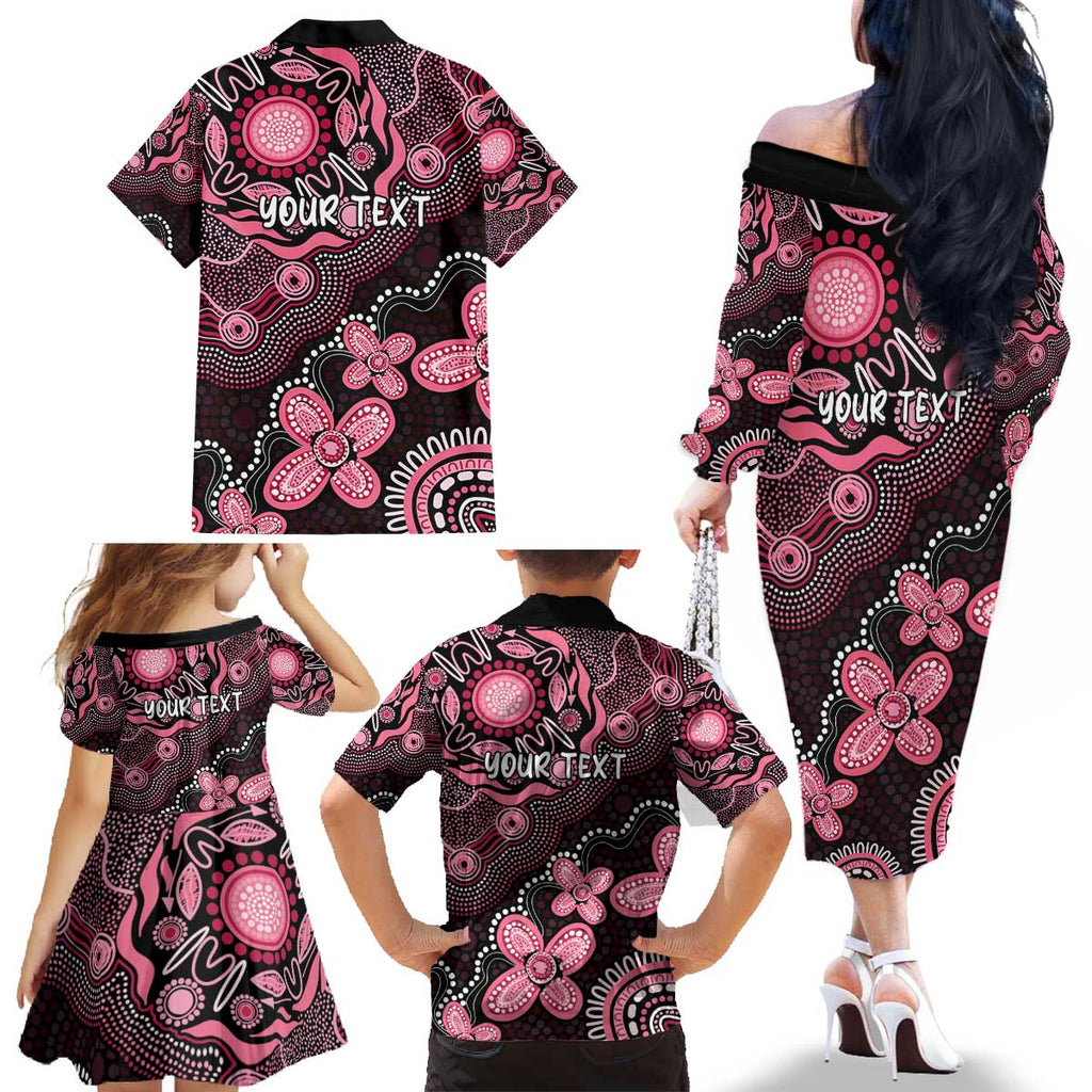 Honoring 50 Years of NAIDOC 2025 Personalised Family Matching Off The Shoulder Long Sleeve Dress and Hawaiian Shirt Pink Power
