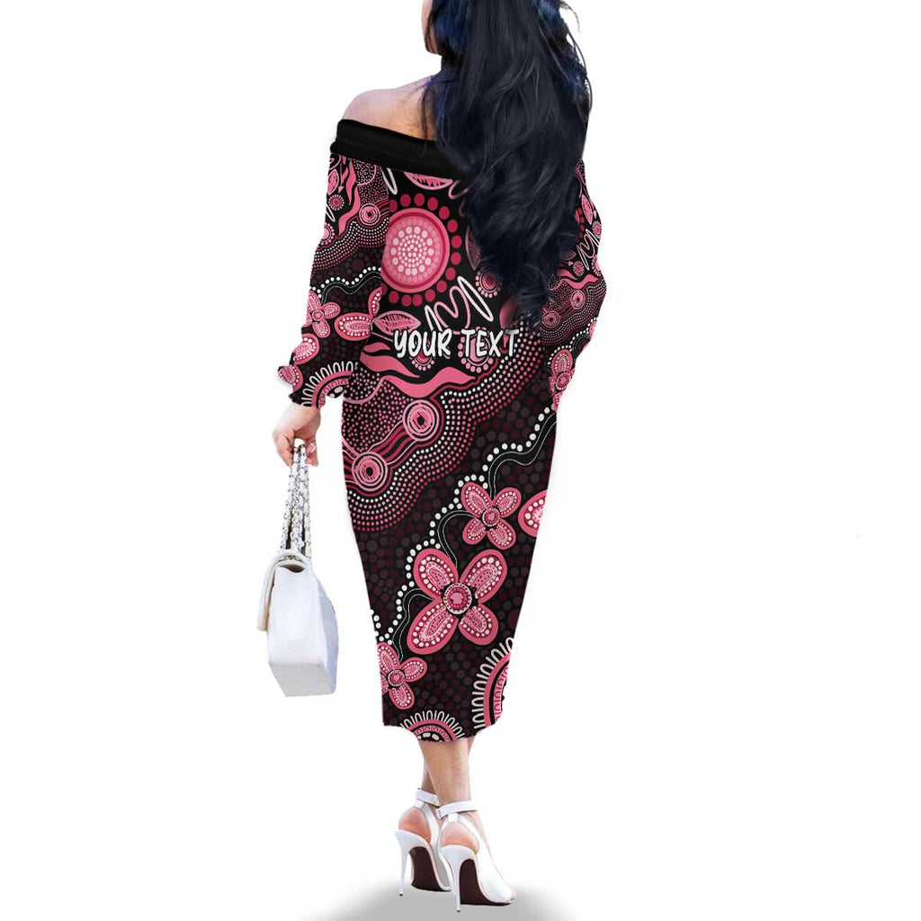 Honoring 50 Years of NAIDOC 2025 Personalised Family Matching Off The Shoulder Long Sleeve Dress and Hawaiian Shirt Pink Power