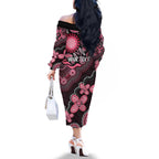 Honoring 50 Years of NAIDOC 2025 Personalised Family Matching Off The Shoulder Long Sleeve Dress and Hawaiian Shirt Pink Power