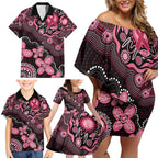 Honoring 50 Years of NAIDOC 2025 Personalised Family Matching Off Shoulder Short Dress and Hawaiian Shirt Pink Power
