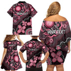 Honoring 50 Years of NAIDOC 2025 Personalised Family Matching Off Shoulder Short Dress and Hawaiian Shirt Pink Power