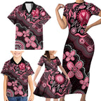 Honoring 50 Years of NAIDOC 2025 Personalised Family Matching Short Sleeve Bodycon Dress and Hawaiian Shirt Pink Power