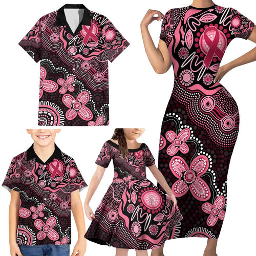 Honoring 50 Years of NAIDOC 2025 Personalised Family Matching Short Sleeve Bodycon Dress and Hawaiian Shirt Pink Power