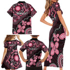 Honoring 50 Years of NAIDOC 2025 Personalised Family Matching Short Sleeve Bodycon Dress and Hawaiian Shirt Pink Power