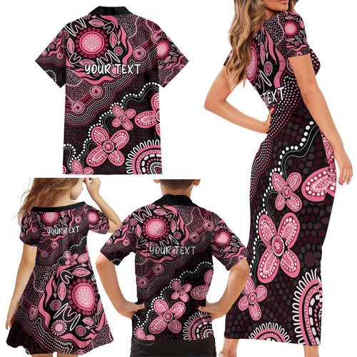 Honoring 50 Years of NAIDOC 2025 Personalised Family Matching Short Sleeve Bodycon Dress and Hawaiian Shirt Pink Power
