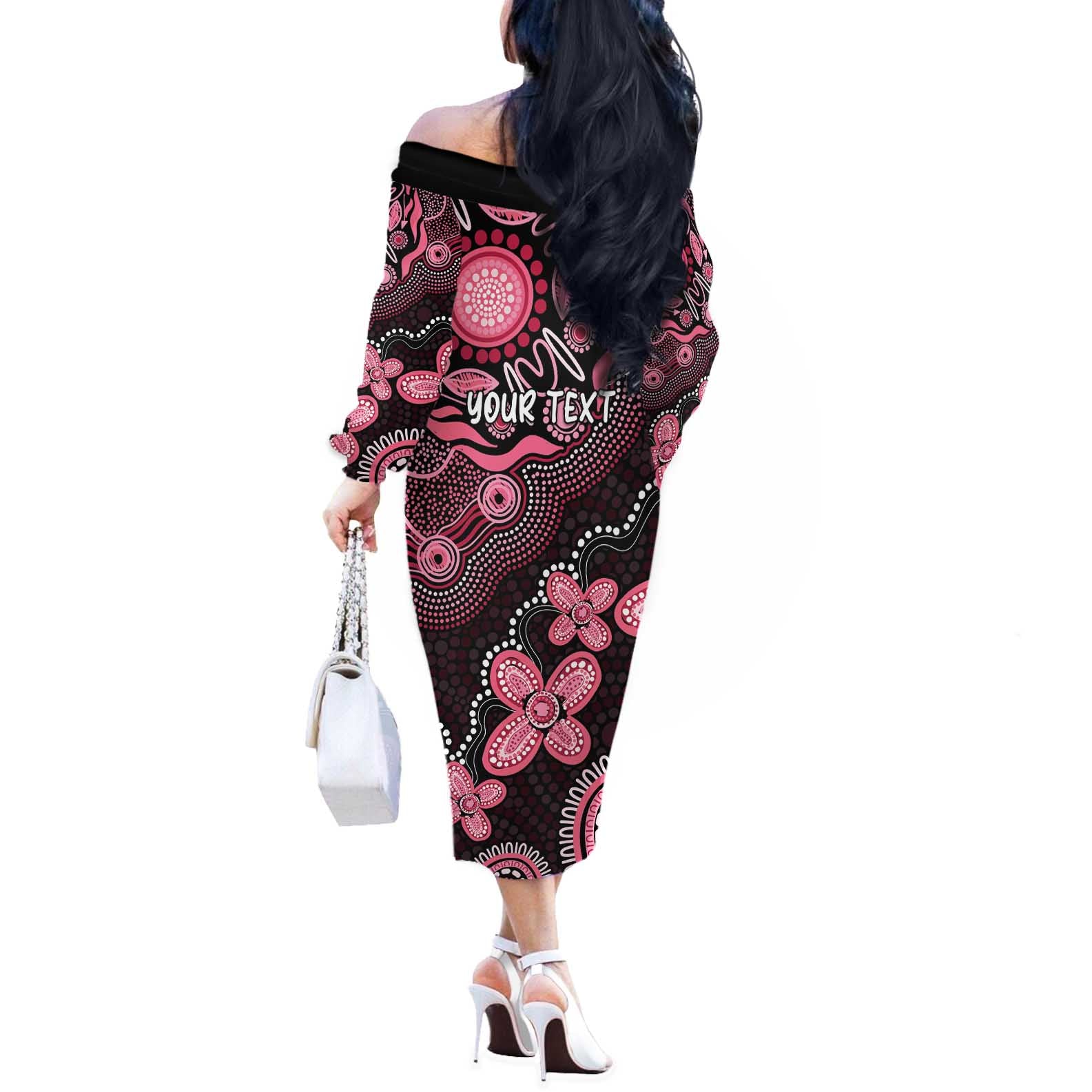 Honoring 50 Years of NAIDOC 2025 Personalised Off The Shoulder Long Sleeve Dress Pink Power