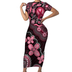 Honoring 50 Years of NAIDOC 2025 Personalised Short Sleeve Bodycon Dress Pink Power