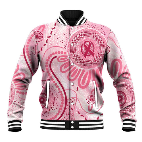 NAIDOC Week 2025 Indigenous Baseball Jacket Breast Cancer Pink Ribbon