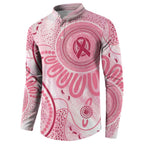 NAIDOC Week 2025 Indigenous Button Sweatshirt Breast Cancer Pink Ribbon