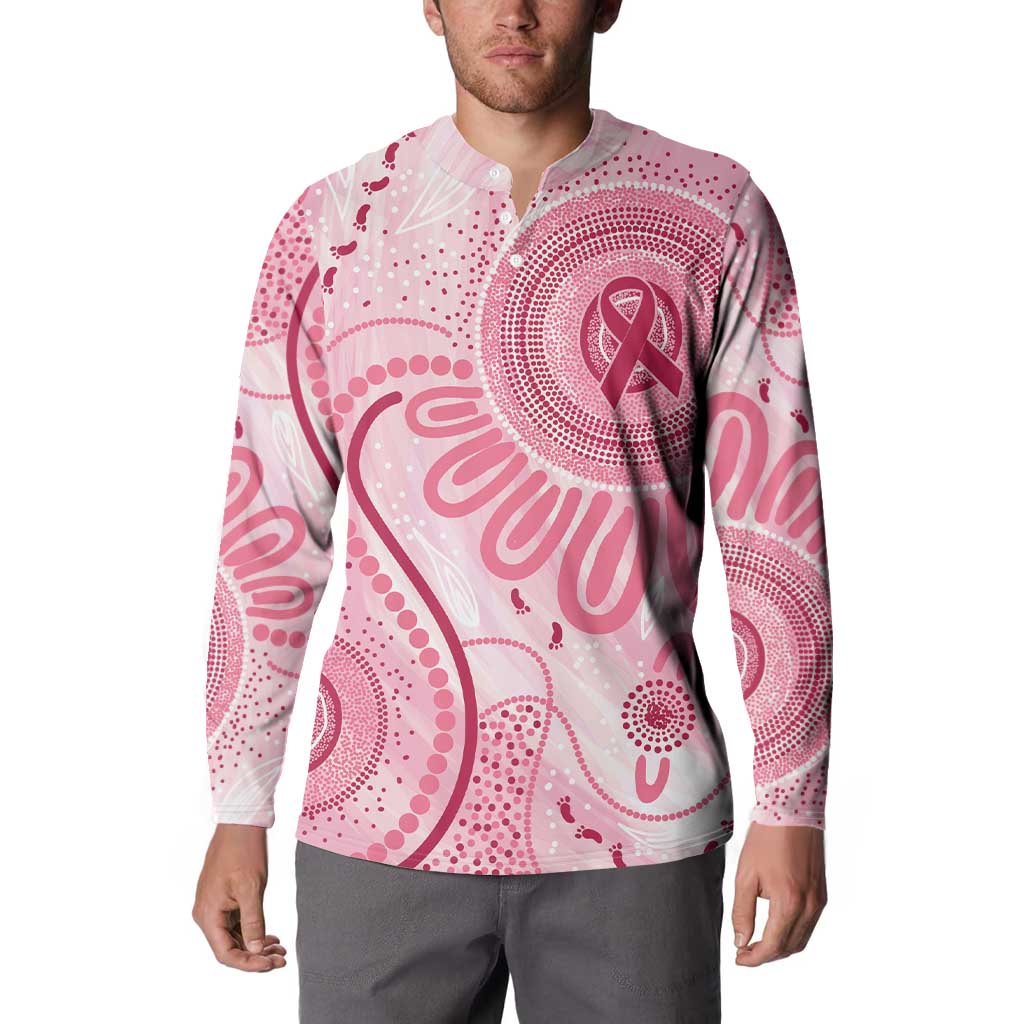NAIDOC Week 2025 Indigenous Button Sweatshirt Breast Cancer Pink Ribbon