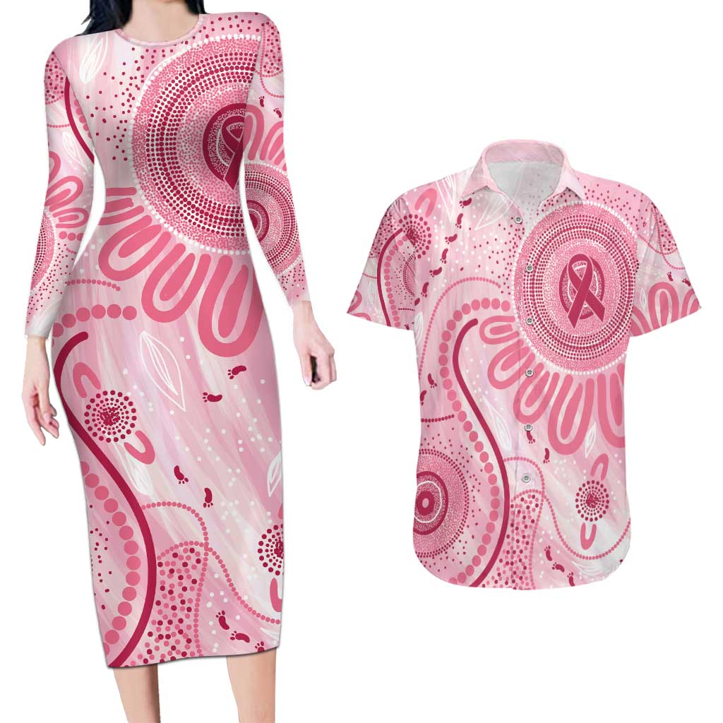 NAIDOC Week 2025 Indigenous Couples Matching Long Sleeve Bodycon Dress and Hawaiian Shirt Breast Cancer Pink Ribbon