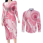 NAIDOC Week 2025 Indigenous Couples Matching Long Sleeve Bodycon Dress and Long Sleeve Button Shirt Breast Cancer Pink Ribbon