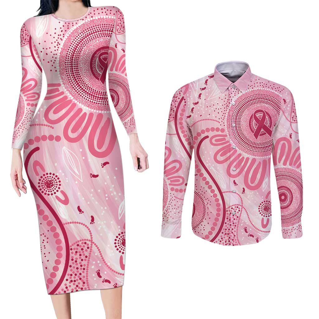 NAIDOC Week 2025 Indigenous Couples Matching Long Sleeve Bodycon Dress and Long Sleeve Button Shirt Breast Cancer Pink Ribbon