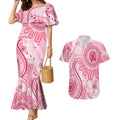 NAIDOC Week 2025 Indigenous Couples Matching Mermaid Dress and Hawaiian Shirt Breast Cancer Pink Ribbon