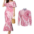 NAIDOC Week 2025 Indigenous Couples Matching Mermaid Dress and Long Sleeve Button Shirt Breast Cancer Pink Ribbon