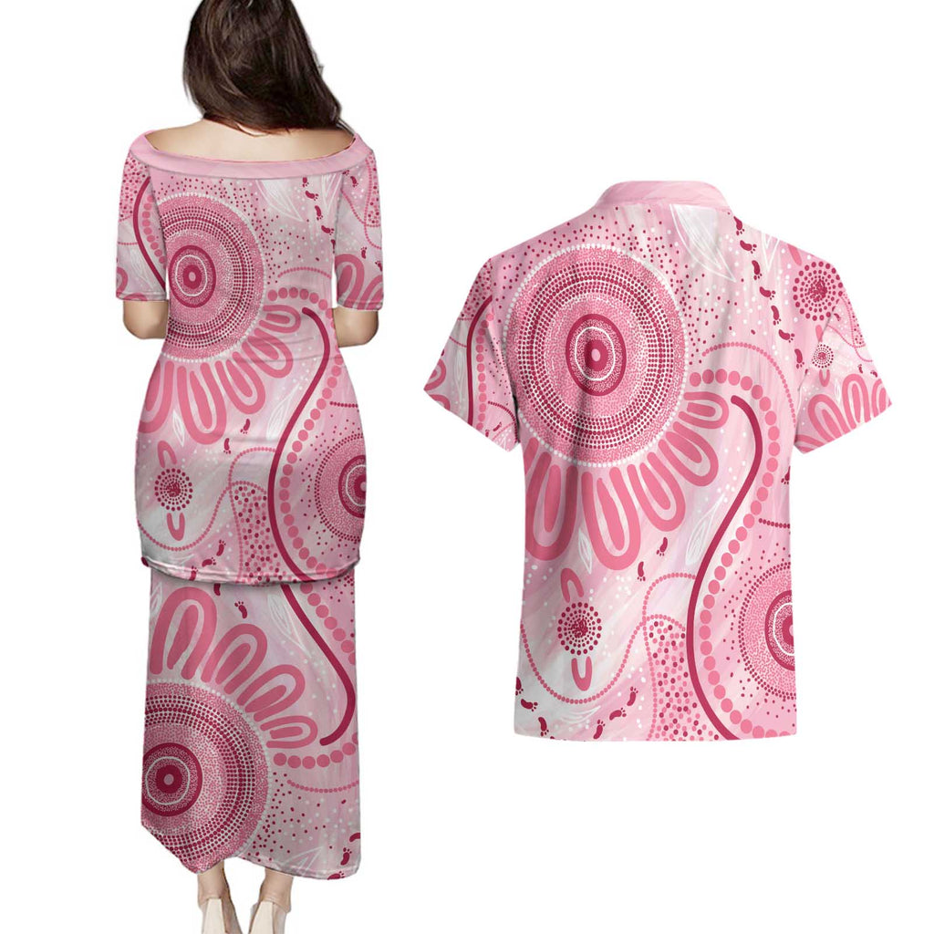 NAIDOC Week 2025 Indigenous Couples Matching Puletasi and Hawaiian Shirt Breast Cancer Pink Ribbon