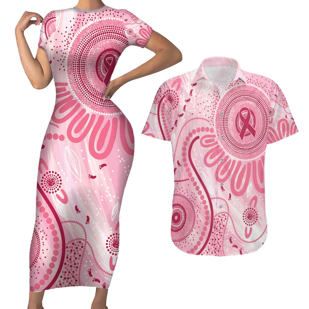 NAIDOC Week 2025 Indigenous Couples Matching Short Sleeve Bodycon Dress and Hawaiian Shirt Breast Cancer Pink Ribbon