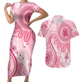 NAIDOC Week 2025 Indigenous Couples Matching Short Sleeve Bodycon Dress and Hawaiian Shirt Breast Cancer Pink Ribbon