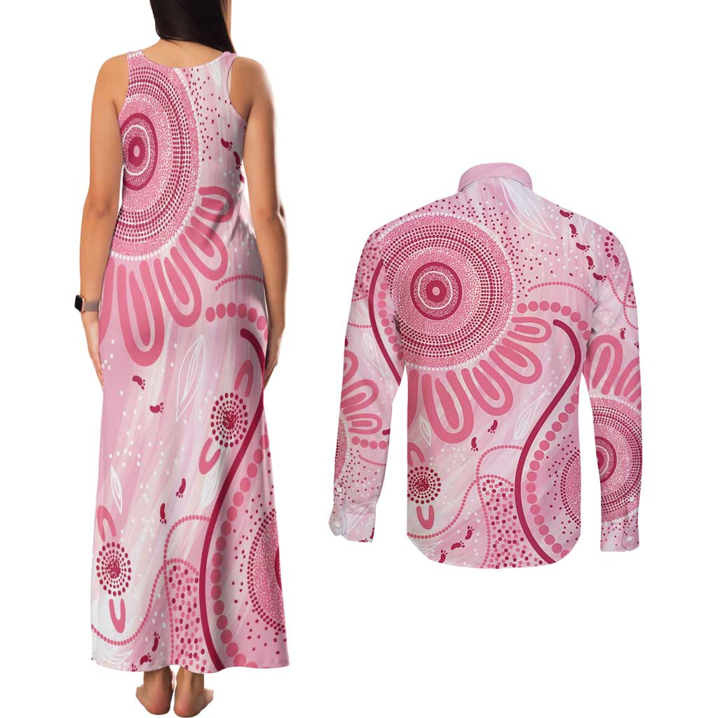 NAIDOC Week 2025 Indigenous Couples Matching Tank Maxi Dress and Long Sleeve Button Shirt Breast Cancer Pink Ribbon
