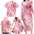 NAIDOC Week 2025 Indigenous Family Matching Long Sleeve Bodycon Dress and Hawaiian Shirt Breast Cancer Pink Ribbon