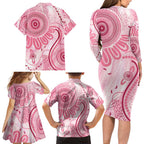 NAIDOC Week 2025 Indigenous Family Matching Long Sleeve Bodycon Dress and Hawaiian Shirt Breast Cancer Pink Ribbon