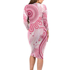 NAIDOC Week 2025 Indigenous Family Matching Long Sleeve Bodycon Dress and Hawaiian Shirt Breast Cancer Pink Ribbon