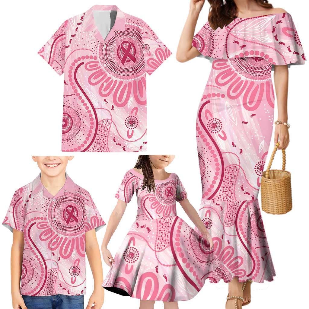 NAIDOC Week 2025 Indigenous Family Matching Mermaid Dress and Hawaiian Shirt Breast Cancer Pink Ribbon