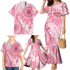 NAIDOC Week 2025 Indigenous Family Matching Mermaid Dress and Hawaiian Shirt Breast Cancer Pink Ribbon