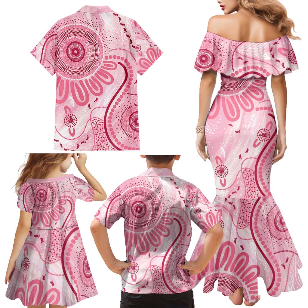 NAIDOC Week 2025 Indigenous Family Matching Mermaid Dress and Hawaiian Shirt Breast Cancer Pink Ribbon