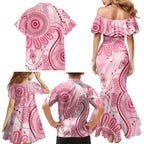 NAIDOC Week 2025 Indigenous Family Matching Mermaid Dress and Hawaiian Shirt Breast Cancer Pink Ribbon