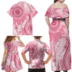 NAIDOC Week 2025 Indigenous Family Matching Off Shoulder Maxi Dress and Hawaiian Shirt Breast Cancer Pink Ribbon