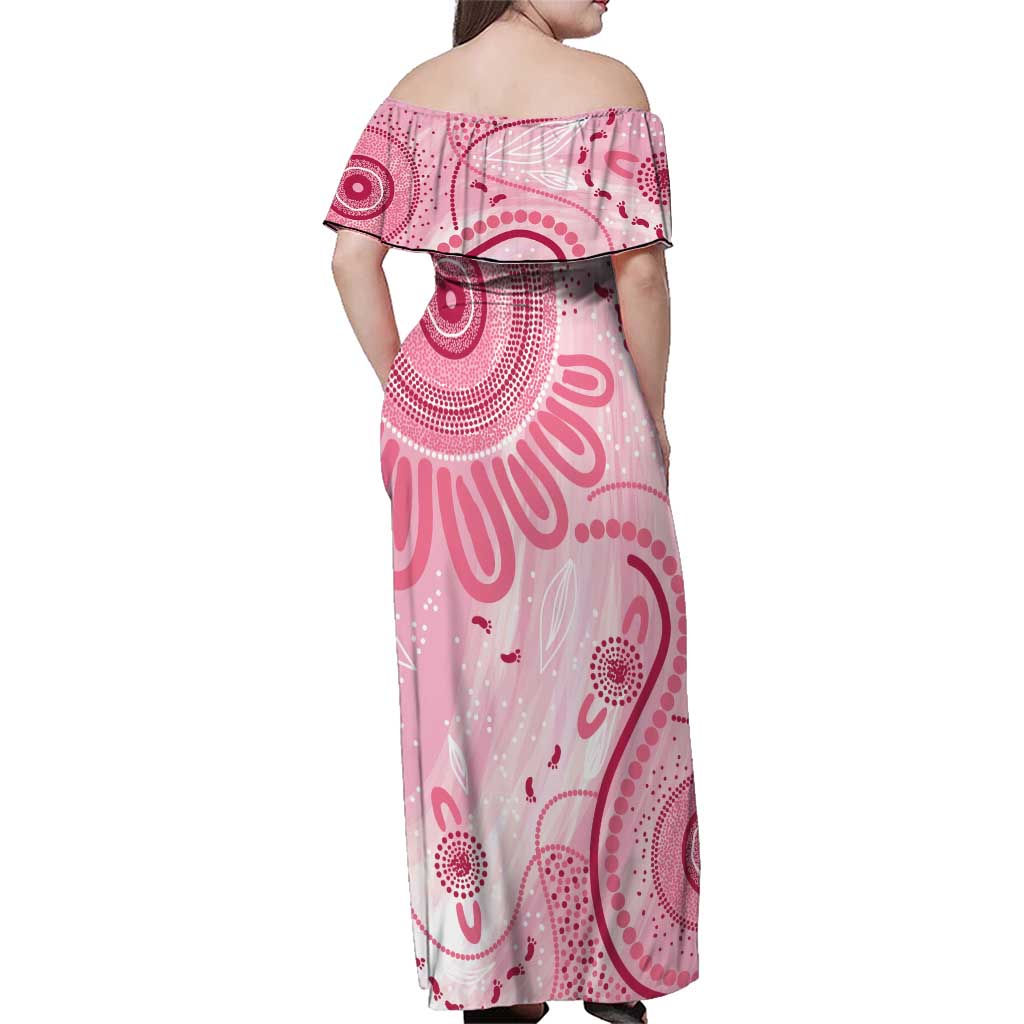 NAIDOC Week 2025 Indigenous Family Matching Off Shoulder Maxi Dress and Hawaiian Shirt Breast Cancer Pink Ribbon