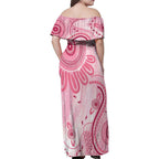 NAIDOC Week 2025 Indigenous Family Matching Off Shoulder Maxi Dress and Hawaiian Shirt Breast Cancer Pink Ribbon