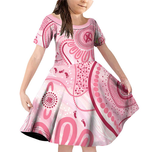 NAIDOC Week 2025 Indigenous Family Matching Off Shoulder Short Dress and Hawaiian Shirt Breast Cancer Pink Ribbon