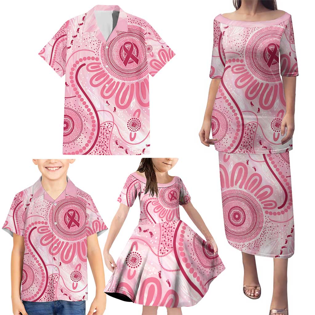 NAIDOC Week 2025 Indigenous Family Matching Puletasi and Hawaiian Shirt Breast Cancer Pink Ribbon