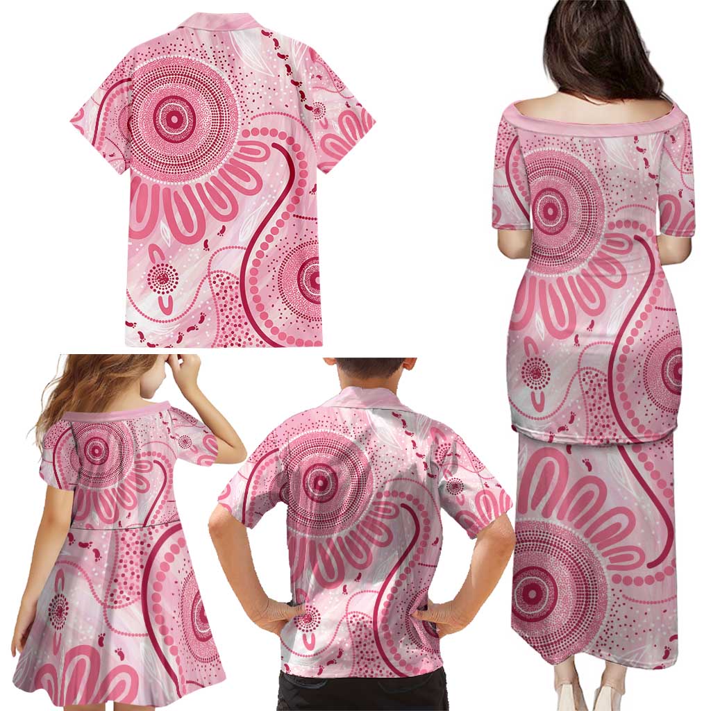 NAIDOC Week 2025 Indigenous Family Matching Puletasi and Hawaiian Shirt Breast Cancer Pink Ribbon
