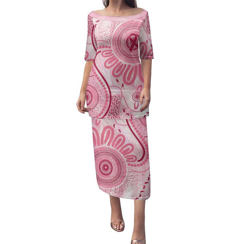 NAIDOC Week 2025 Indigenous Family Matching Puletasi and Hawaiian Shirt Breast Cancer Pink Ribbon