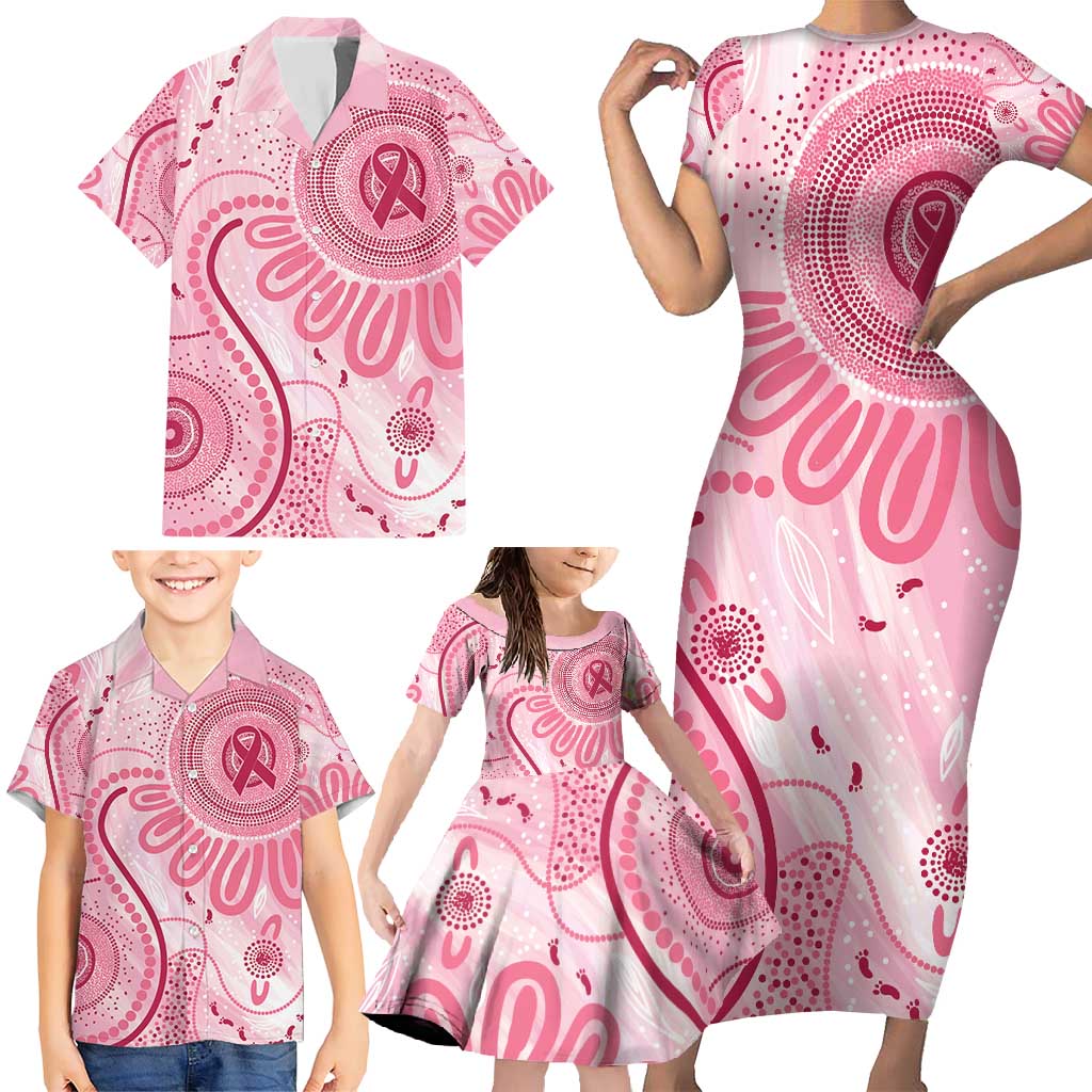 NAIDOC Week 2025 Indigenous Family Matching Short Sleeve Bodycon Dress and Hawaiian Shirt Breast Cancer Pink Ribbon