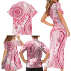 NAIDOC Week 2025 Indigenous Family Matching Short Sleeve Bodycon Dress and Hawaiian Shirt Breast Cancer Pink Ribbon