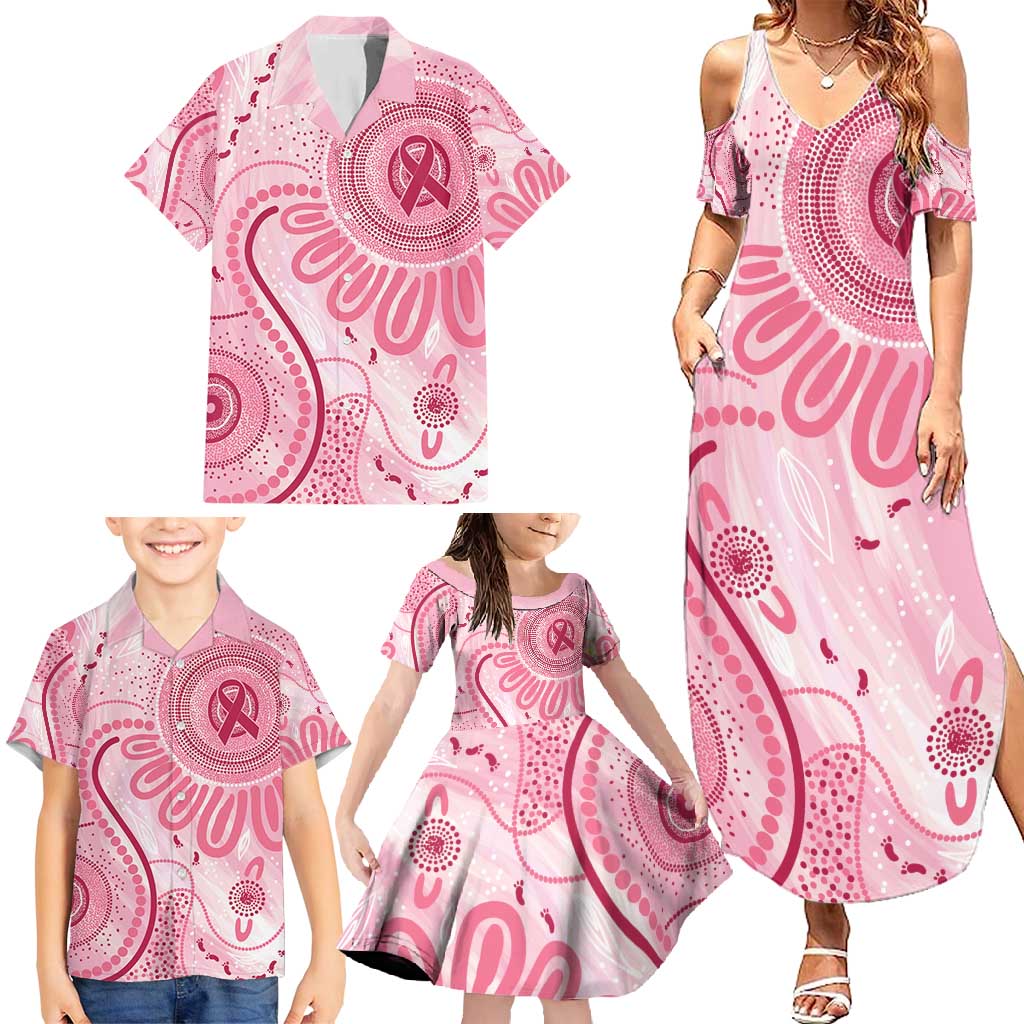 NAIDOC Week 2025 Indigenous Family Matching Summer Maxi Dress and Hawaiian Shirt Breast Cancer Pink Ribbon