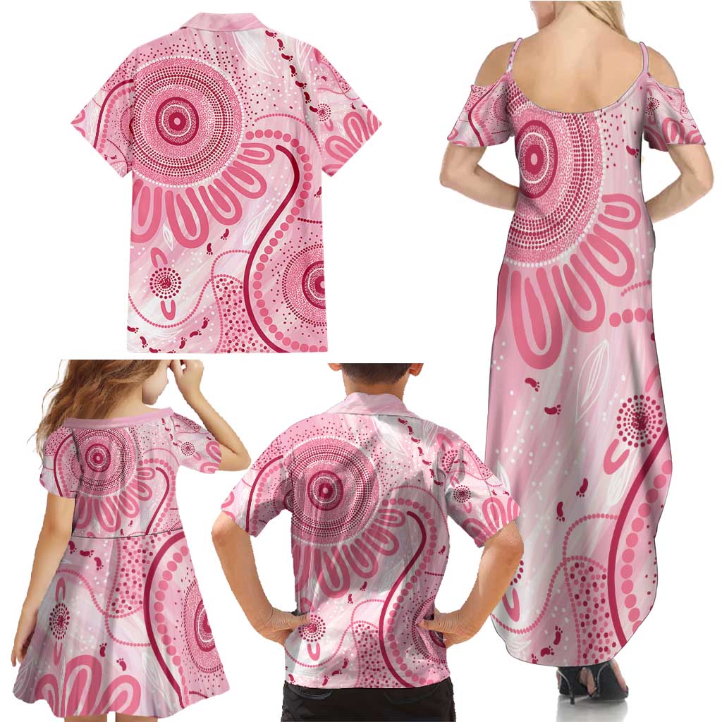 NAIDOC Week 2025 Indigenous Family Matching Summer Maxi Dress and Hawaiian Shirt Breast Cancer Pink Ribbon
