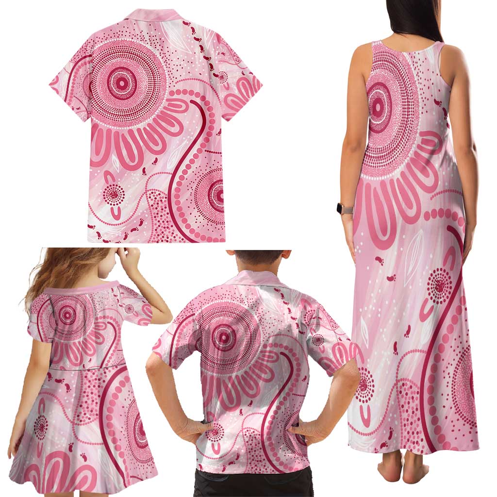 NAIDOC Week 2025 Indigenous Family Matching Tank Maxi Dress and Hawaiian Shirt Breast Cancer Pink Ribbon
