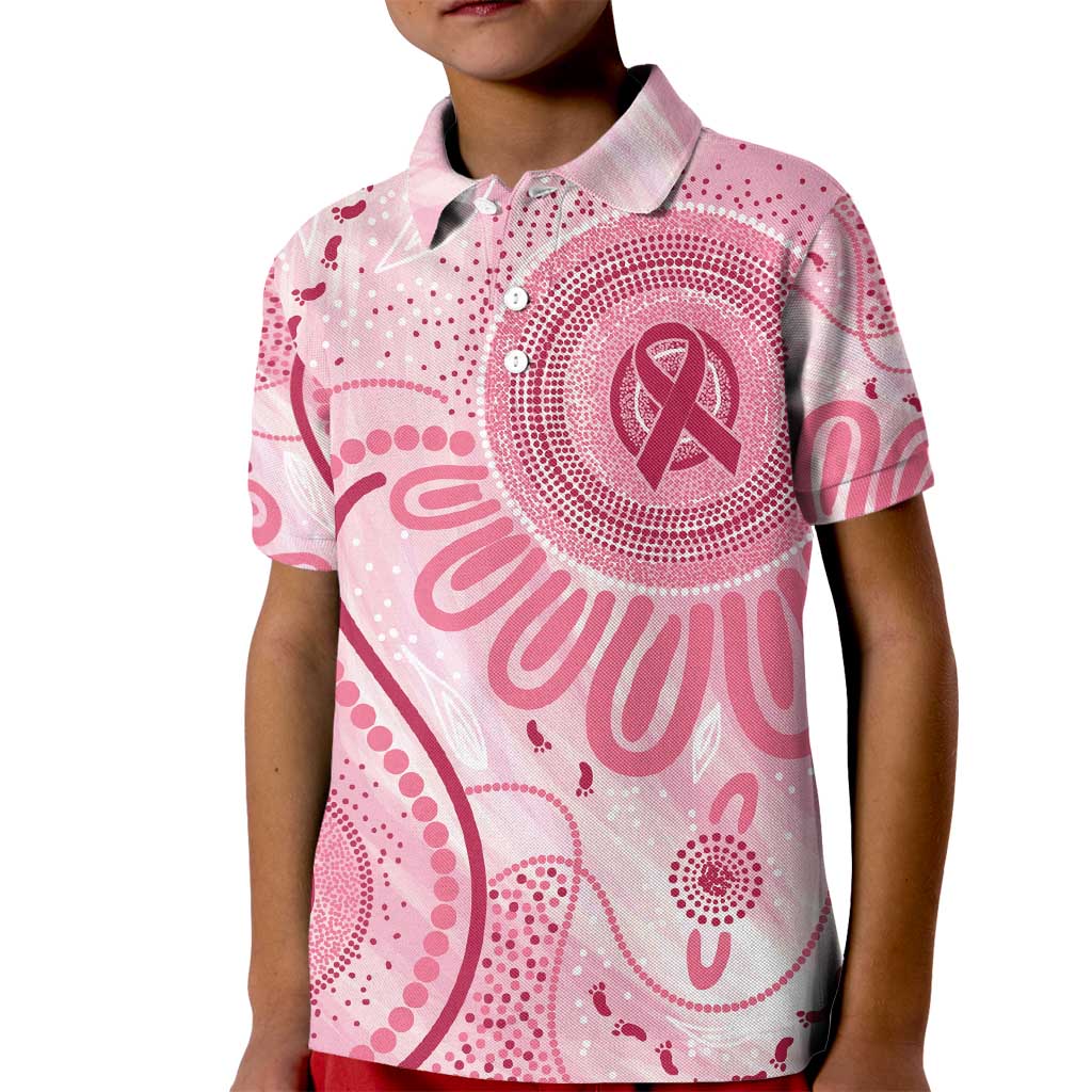 NAIDOC Week 2025 Indigenous Kid Polo Shirt Breast Cancer Pink Ribbon