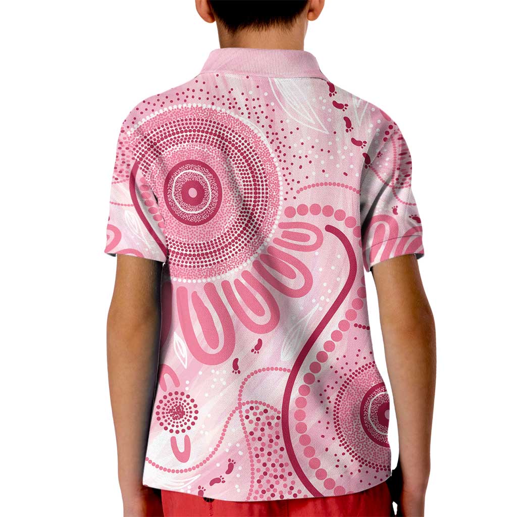 NAIDOC Week 2025 Indigenous Kid Polo Shirt Breast Cancer Pink Ribbon