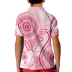 NAIDOC Week 2025 Indigenous Kid Polo Shirt Breast Cancer Pink Ribbon