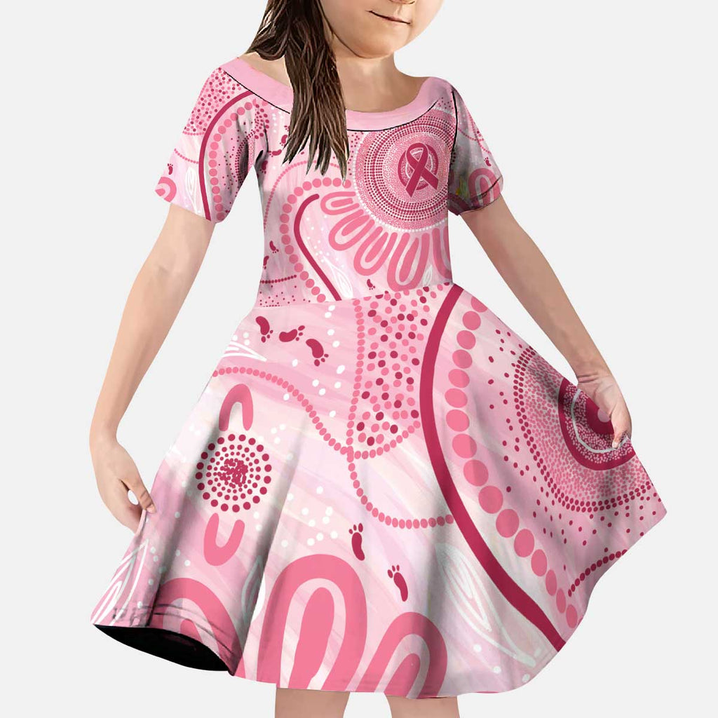 NAIDOC Week 2025 Indigenous Kid Short Sleeve Dress Breast Cancer Pink Ribbon